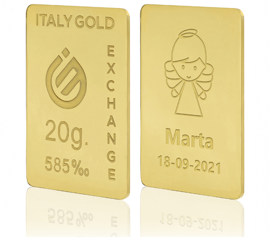 Lingotto Oro regalo per Battesimo 14 Kt da 20 gr. IGE GOLD